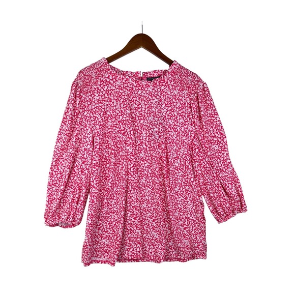 Adrianna Papell Tops - New Adrianna Papell Floral Print Ruffle Neck 3/4 Sleeve Blouse size 3X Red/White